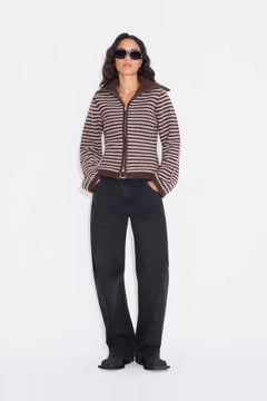 Lilla Stripe Cardigan - Brown Mix