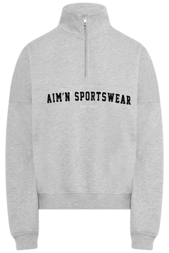 Varsity Sweat Half Zip - Grey Melange