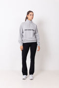 Varsity Sweat Half Zip - Grey Melange