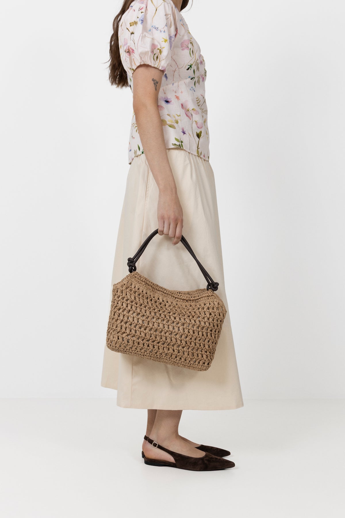 Day Creased Straw Bag S - Starfish Beige