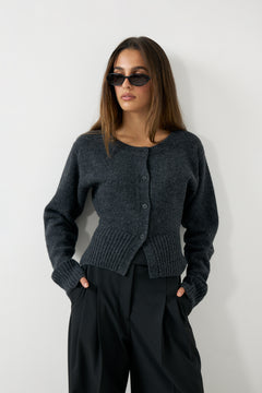 Julia Cropped Cardigan - Dk. Grey