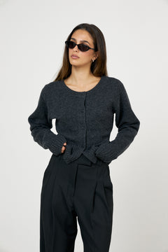 Julia Cropped Cardigan - Dk. Grey