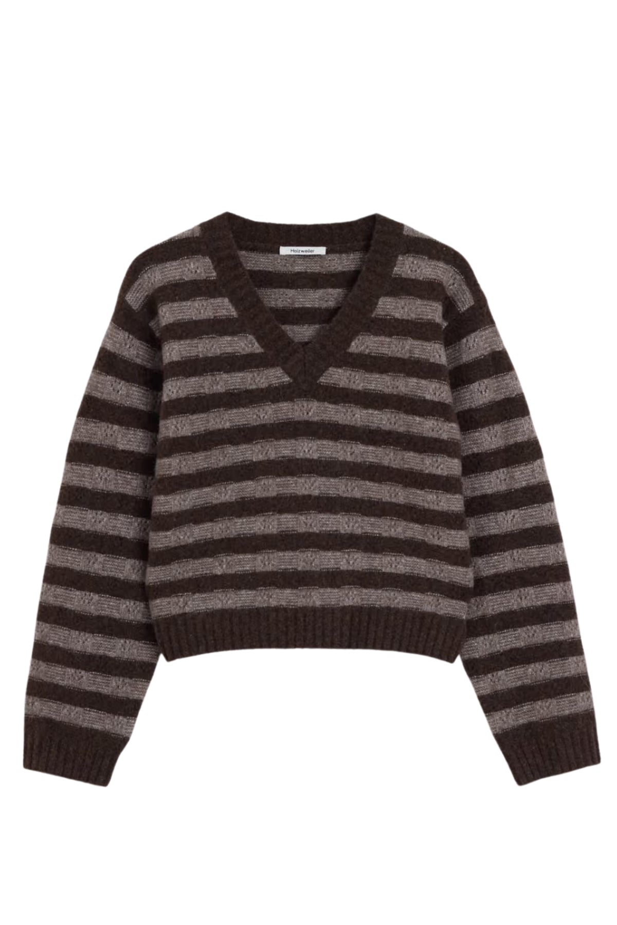 Maria Yak V-Neck Sweater - Brown Stripe