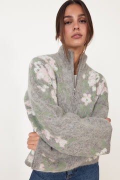 Tine Floral Cardigan - Grey Mix