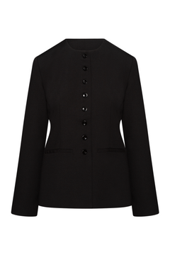 Tailored Round Neck Blazer - Jet Black