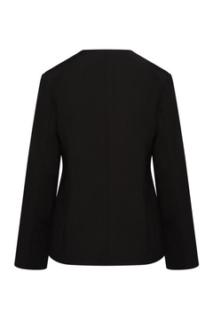 Tailored Round Neck Blazer - Jet Black