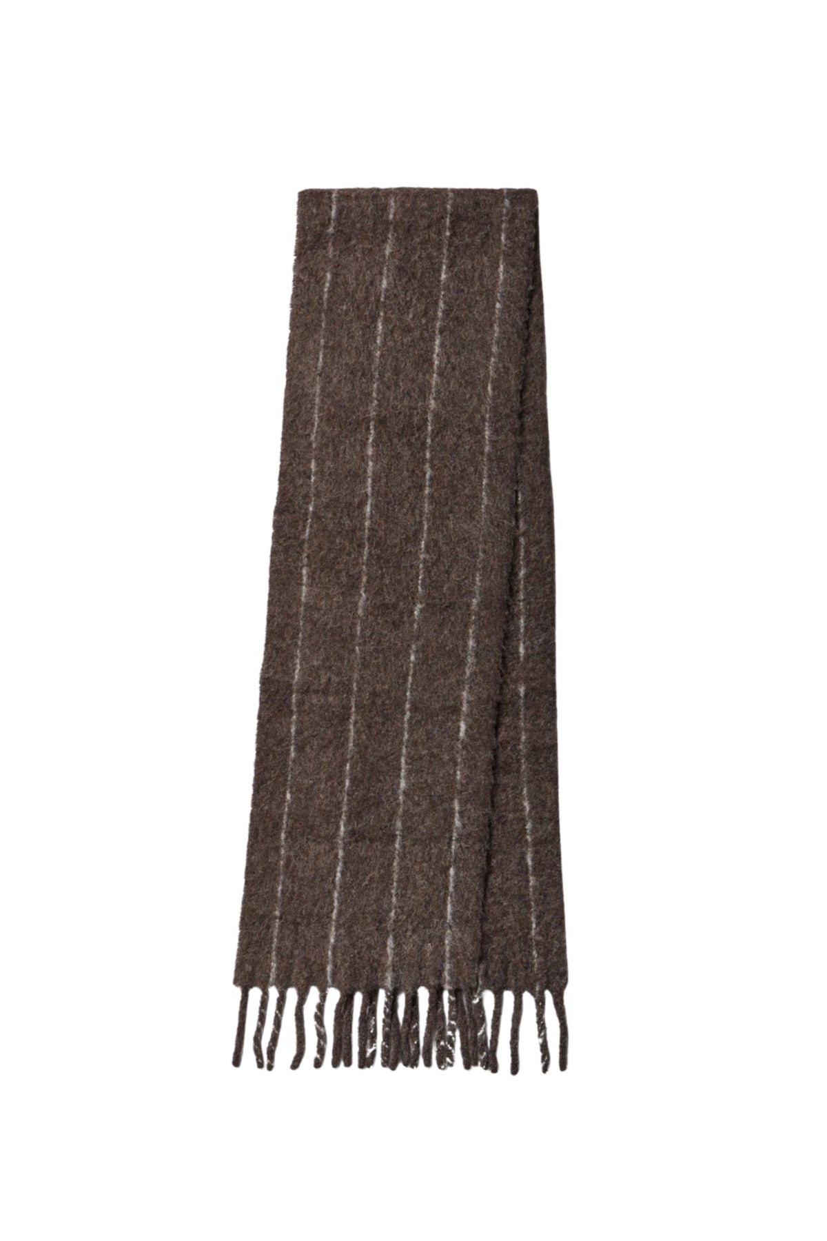 Alpaca Wool Blend Scarf - Chocolate Brown Pinstripe
