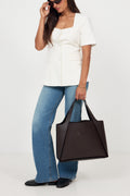 Logo Tote Bag Eco Embossed Grainy Alter Mat - Chocolate Brown