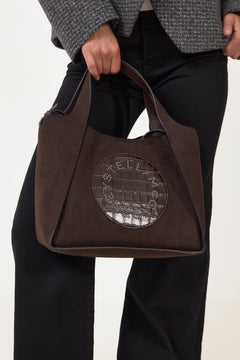 Logo Crossbody Tote Bag Alter Suede W/Eco Micely Croc Alter Mat - Coffee