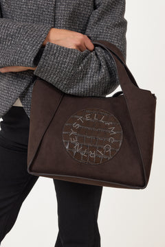 Logo Crossbody Tote Bag Alter Suede W/Eco Micely Croc Alter Mat - Coffee