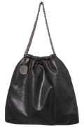 Falabella Medium Drawstring Eco Shaggy Deer W/ruthenium Chain - Black
