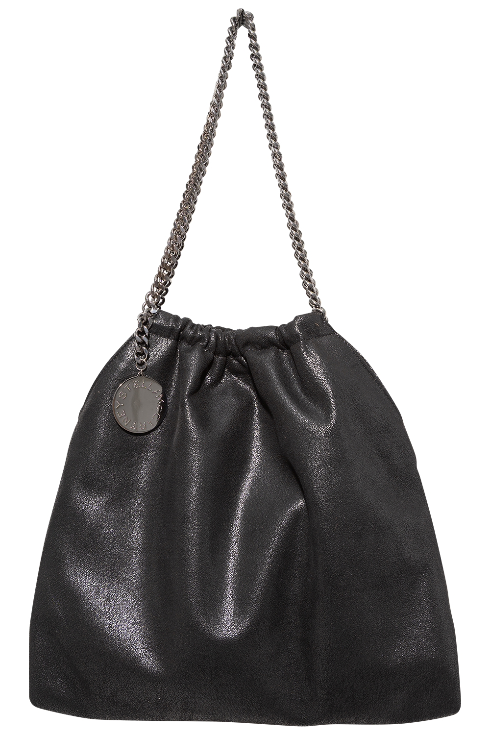Falabella Medium Drawstring Eco Shaggy Deer W/ruthenium Chain - Black