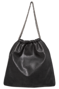 Falabella Medium Drawstring Eco Shaggy Deer W/ruthenium Chain - Black