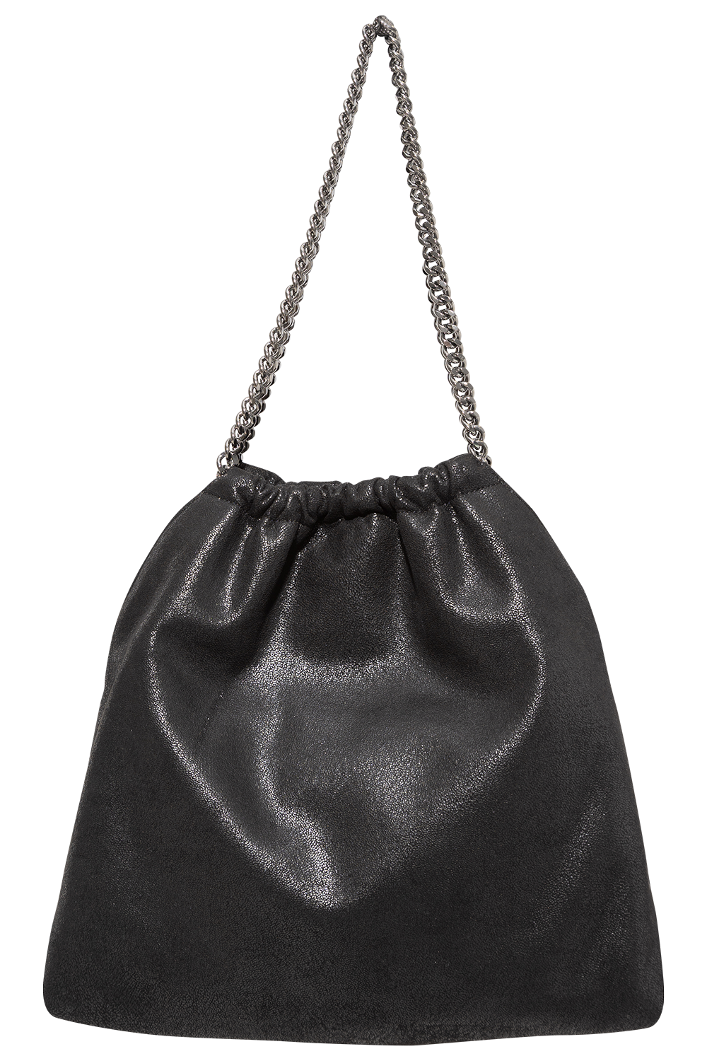 Falabella Medium Drawstring Eco Shaggy Deer W/ruthenium Chain - Black