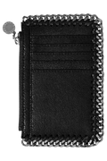 Falabella Zip Card Holder Eco Shaggy Deer W/ruthenium Chain - Black