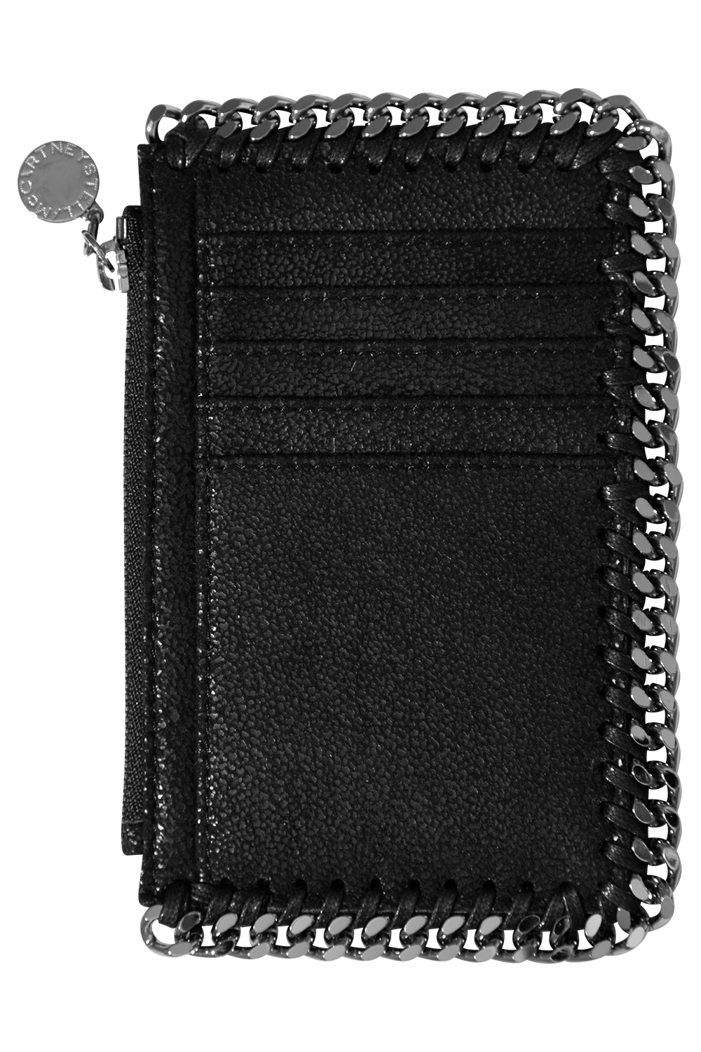 Falabella Zip Card Holder Eco Shaggy Deer W/ruthenium Chain - Black
