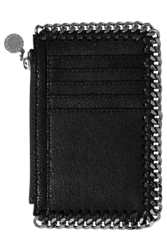 Falabella Zip Card Holder Eco Shaggy Deer W/ruthenium Chain - Black