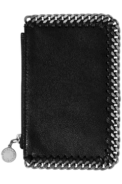 Falabella Zip Card Holder Eco Shaggy Deer W/ruthenium Chain - Black