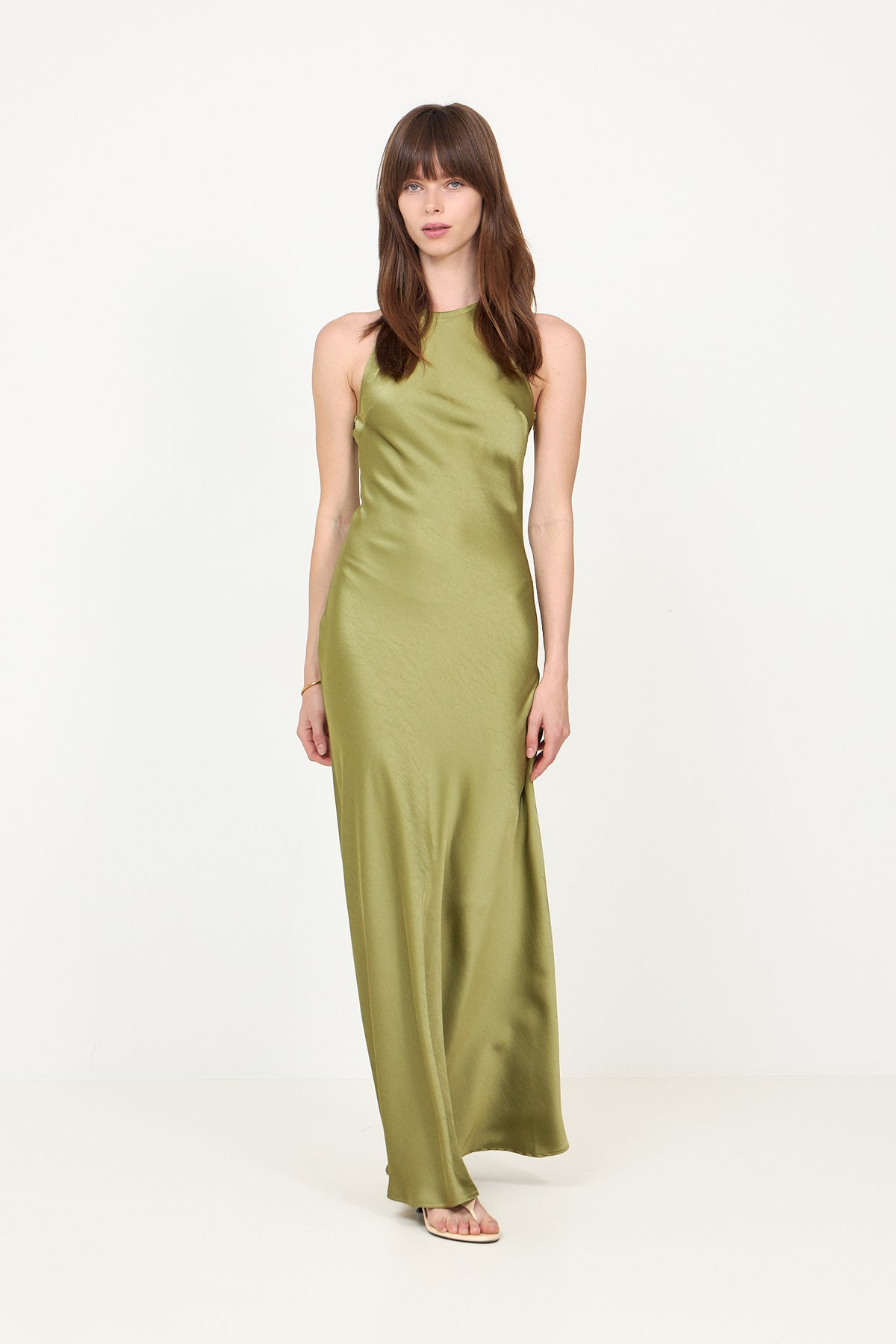 Celinie Heavy Sateen Dress - Sage Green