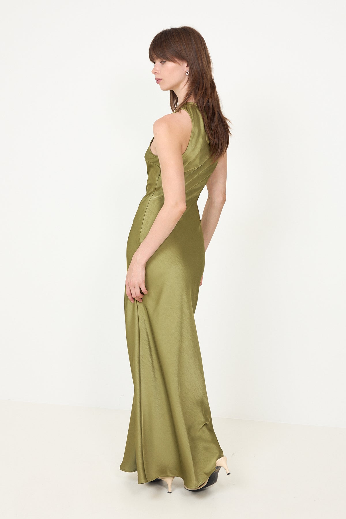 Celinie Heavy Sateen Dress - Sage Green