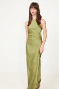 Celinie Heavy Sateen Dress - Sage Green