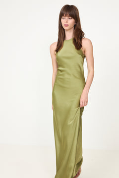 Celinie Heavy Sateen Dress - Sage Green