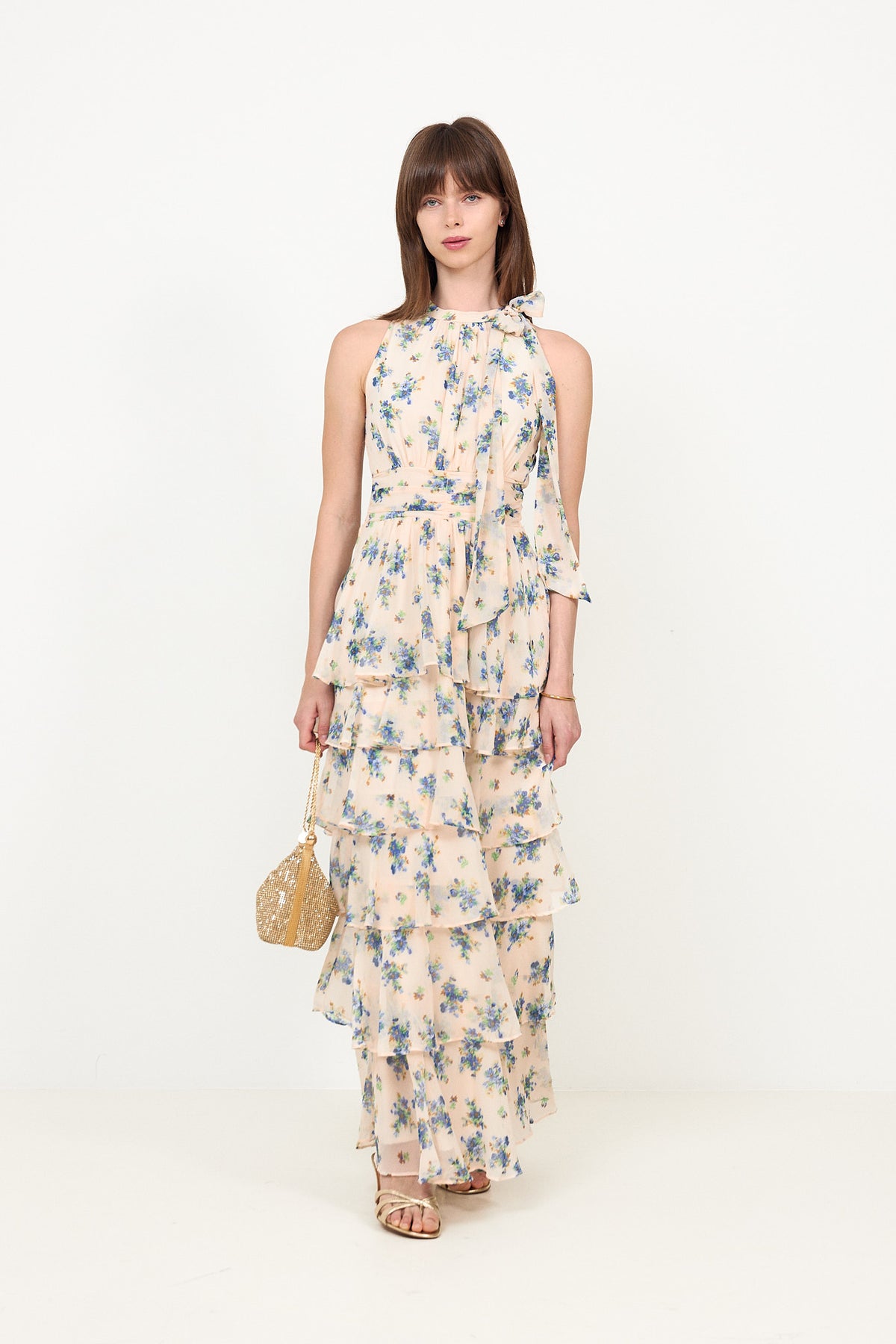 Marli Amazing Chiffon Rose Dress - Light Blue