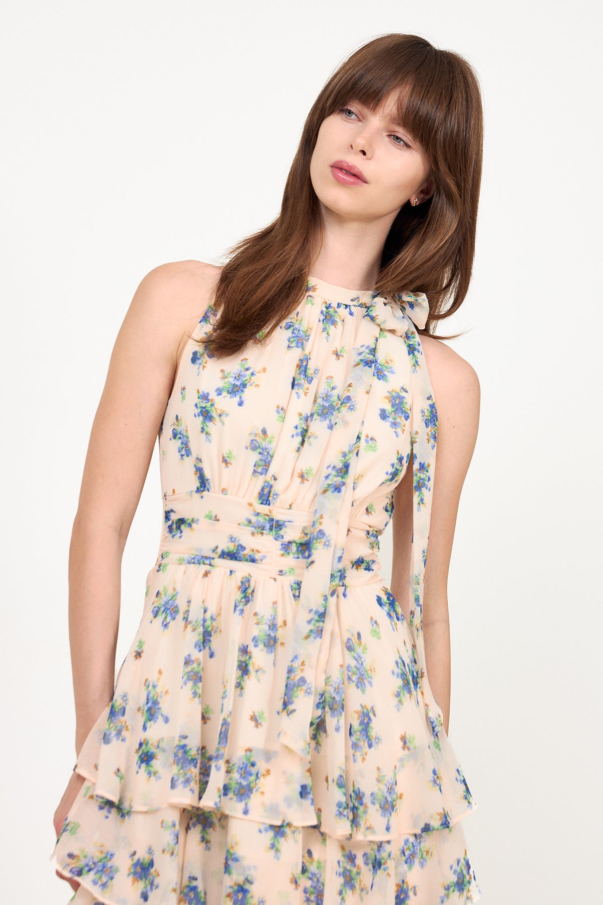 Marli Amazing Chiffon Rose Dress - Light Blue