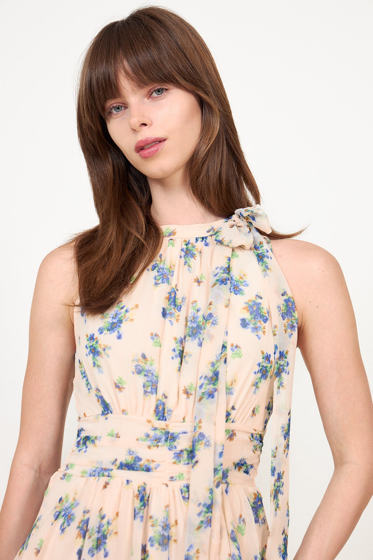 Marli Amazing Chiffon Rose Dress - Light Blue