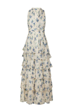 Marli Amazing Chiffon Rose Dress - Light Blue