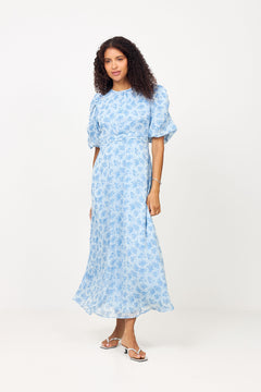 Kikka Chiffon Flower Dress - Light Blue