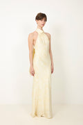 Fiona Pattern Satin Dress - Light Yellow