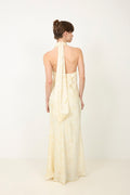 Fiona Pattern Satin Dress - Light Yellow