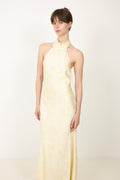 Fiona Pattern Satin Dress - Light Yellow