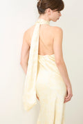 Fiona Pattern Satin Dress - Light Yellow