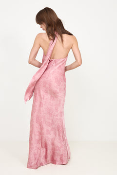 Fiona Pattern Satin Dress - Light Pink