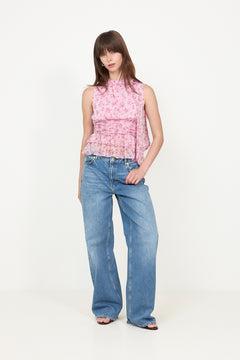 Ansol Meadow Printed Top - Light Pink