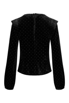 Kendra Stud Velour Blouse - Black