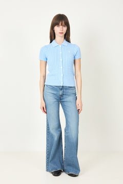 Ss Cllr Crdi-Short Sleeve-Cardigan - Baby Blue