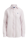 Classic Fit Striped Linen Shirt - 1994AF Hint Of Pink-White
