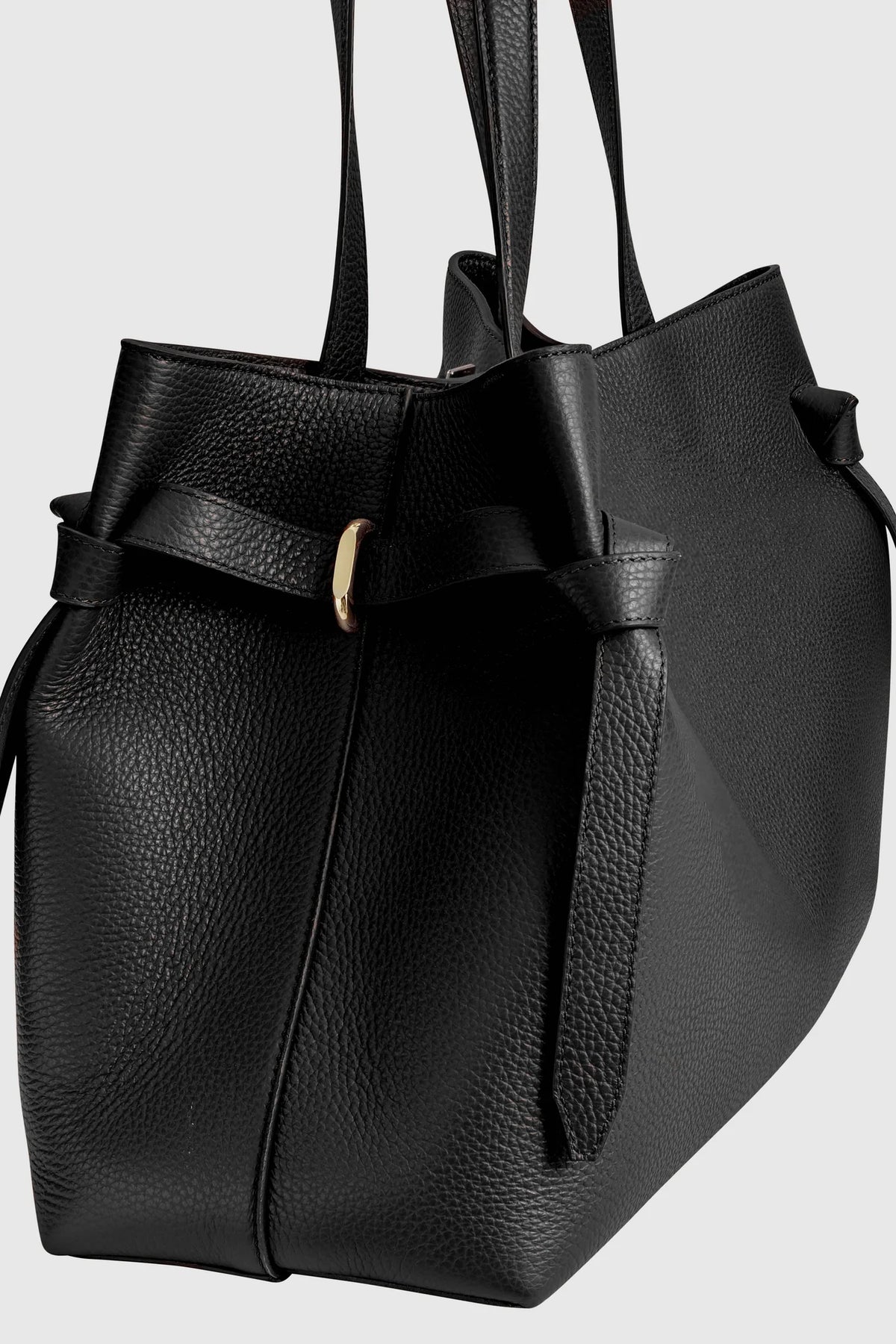 Gyoza Tote Pebble Grain Leather - Black