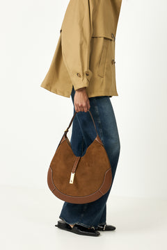 Large Suede Polo Id Shoulder Bag - Cinnamon/Cuoio