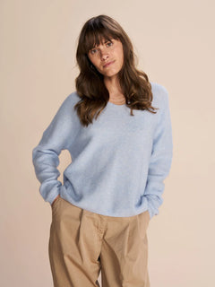 Thora V-Neck Knit - Cashmere Blue