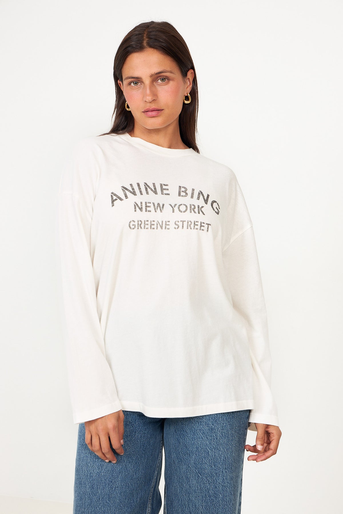 Ivan Long Sleeve New York Stencil - Ivory