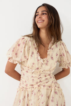 Arielic Dress - Off White Vintage Rose