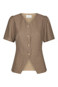 Jules Pinstripe Blouse - Taupe