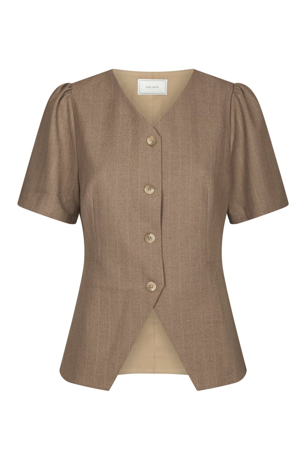 Jules Pinstripe Blouse - Taupe