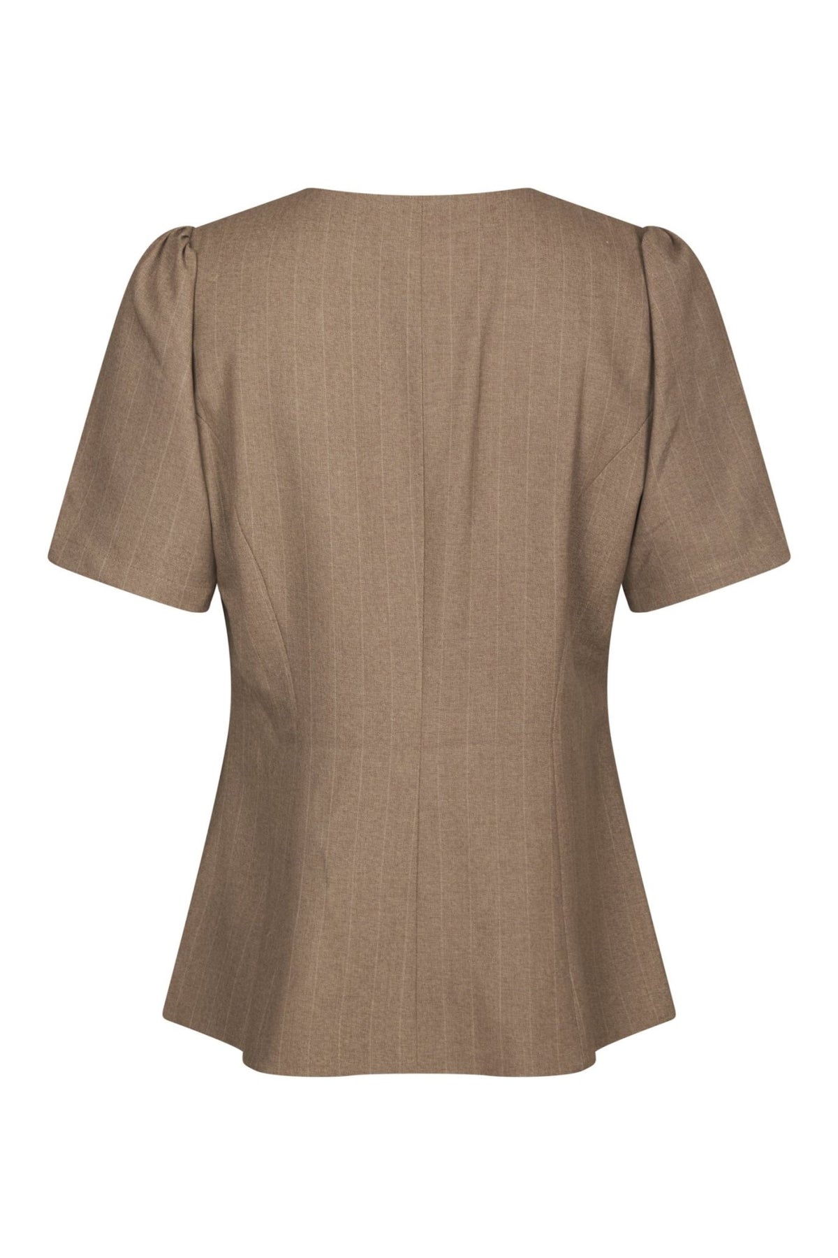 Jules Pinstripe Blouse - Taupe