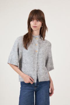 Benuta Fluffy Knit Cardigan - Grey Melange
