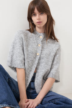 Benuta Fluffy Knit Cardigan - Grey Melange